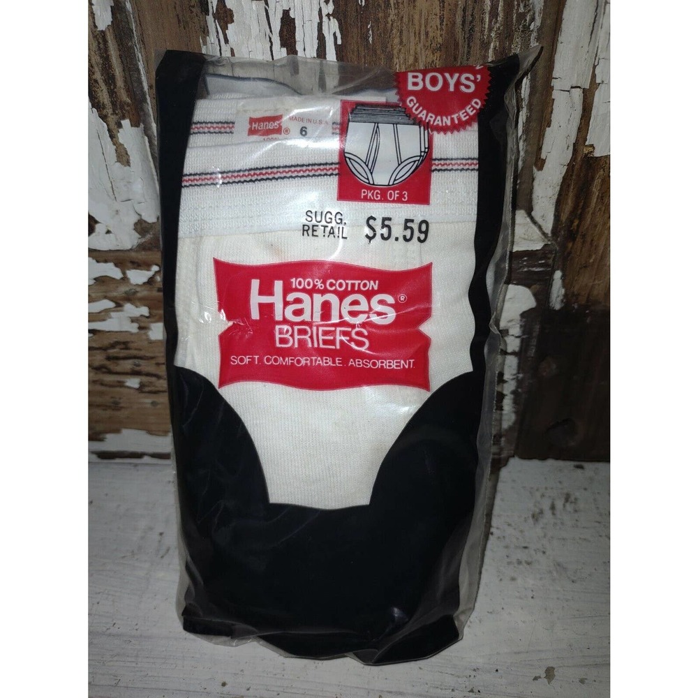 1979 New In Package Vintage Boys Hanes Underwear White Briefs Size 6